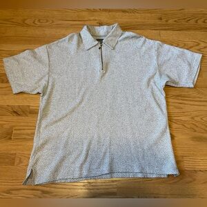 Men's Vintage Le Collezioni Structure Gray and Black Zippered Polo Shirt